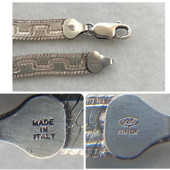 Milor Sterling Silver Italy Patterned Smooth Reversible Herringbone Chain 36" - Picture 9 of 16